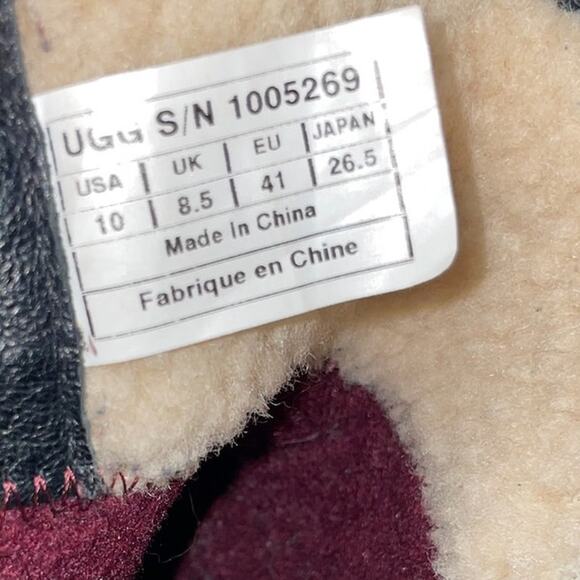 UGG Simmens Womens 10 Waterproof Boots Black Leather Suede Zip Buckle Wool Lined - Picture 4 of 12